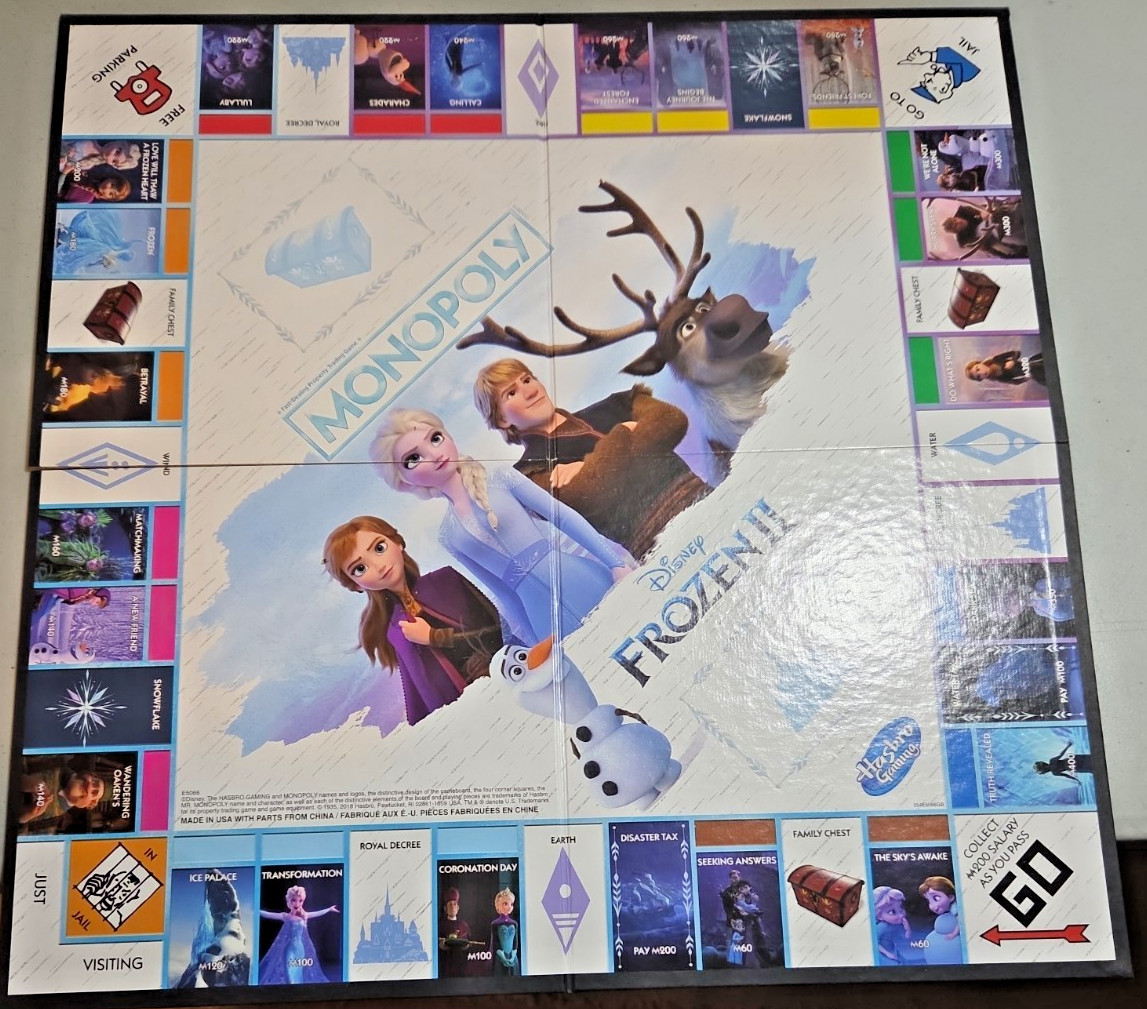 Monopoly Frozen II Disney Edition Board Game Elsa Olaf Kristoff Anna Complete