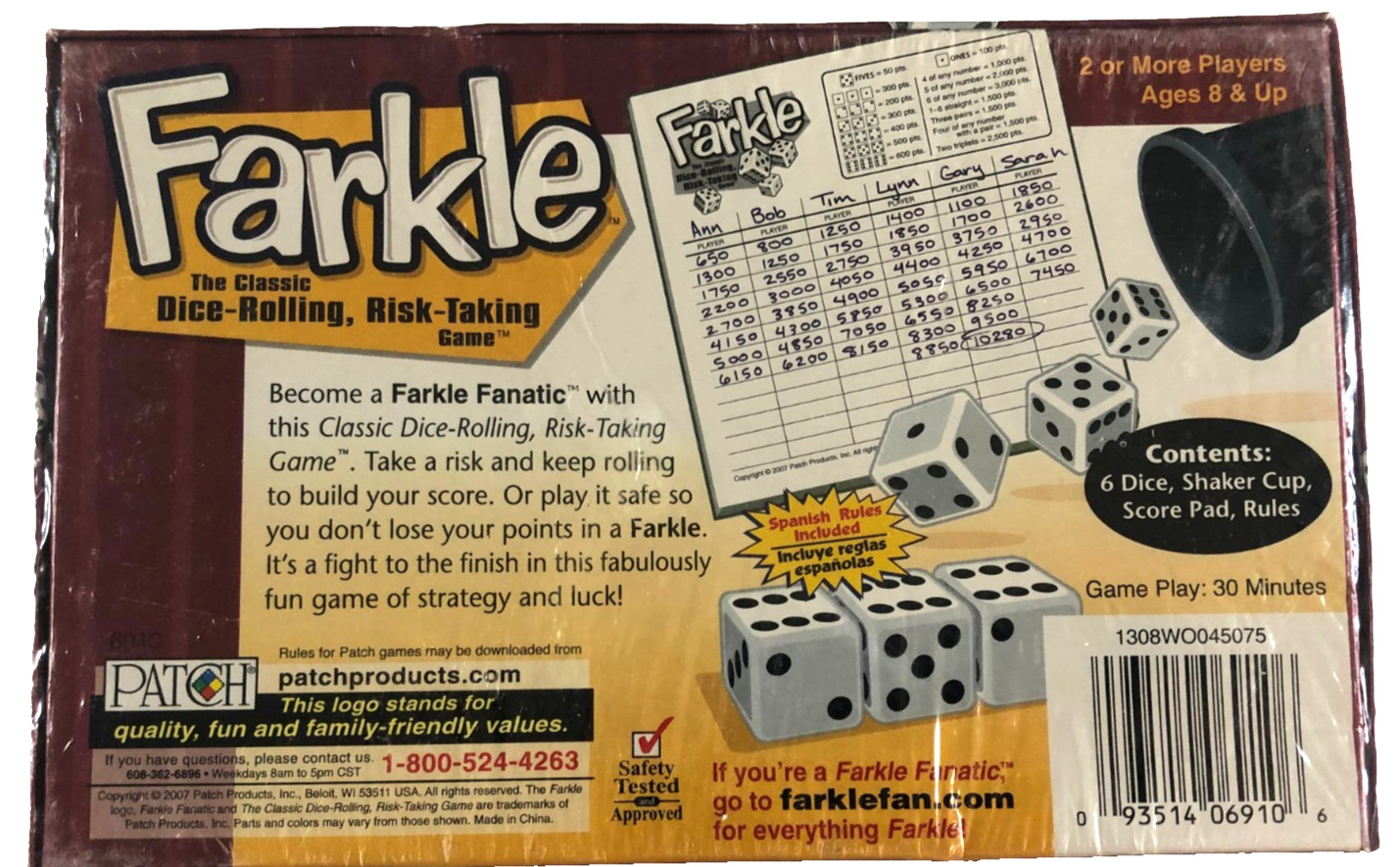 New Sealed FARKLE Classic Dice Rolling Risk Taking Game Patch Products