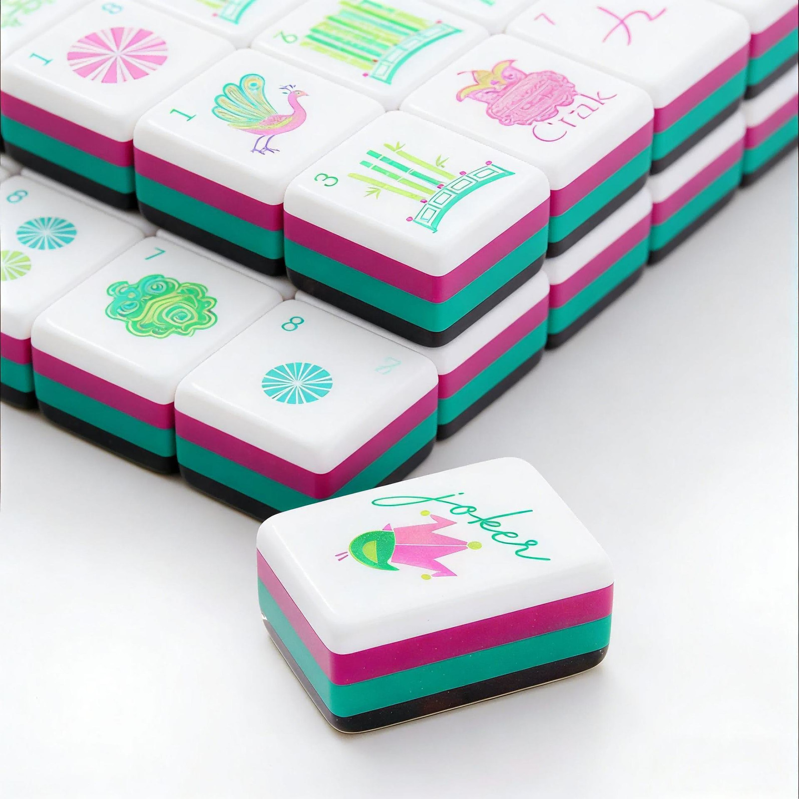 160Pcs 4-Layer Acrylic Leopard Print Engraved American Mahjong Set