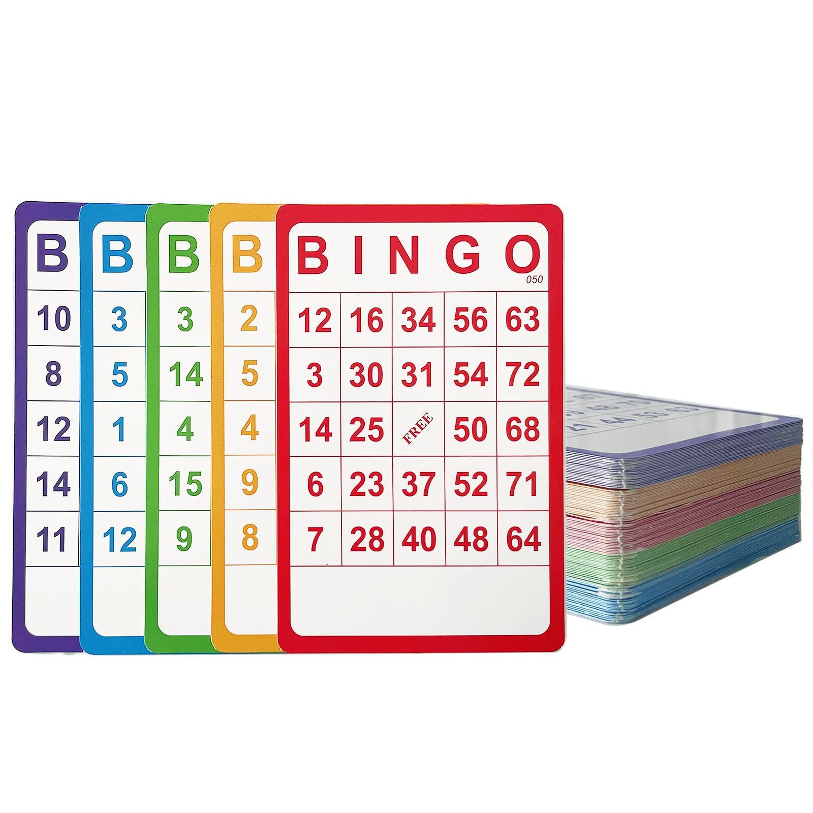 100 Bingo Cards Resuable Bingo Paper Game Cardstock Bulk, 5 Colors