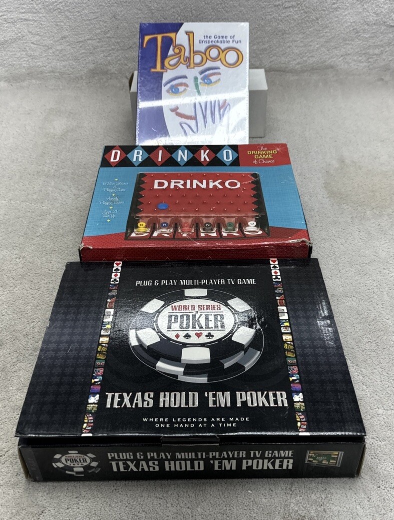 TABOO, DRINKO THE DRINKING GAME, WORLD SERIES OF POKER TV PLUG & PLAY TEXAS HOLD