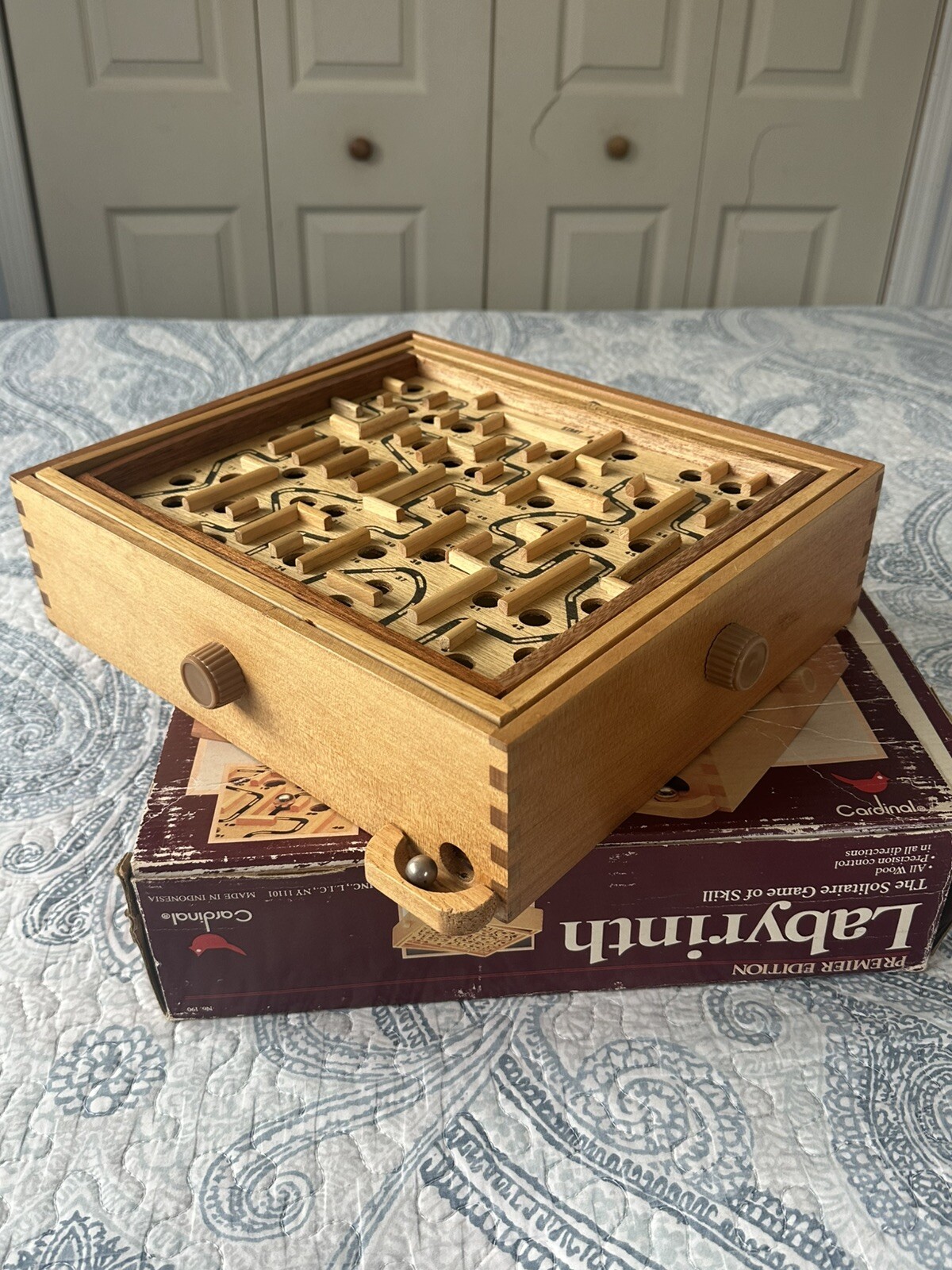 Vintage 1993 Labyrinth Premiere Edition by Cardinal Wooden Marble Game of Skill
