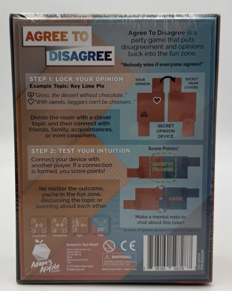 Agree To Disagree Party Game 2 to 8 Players Ages 8 and Up ~ Sealed
