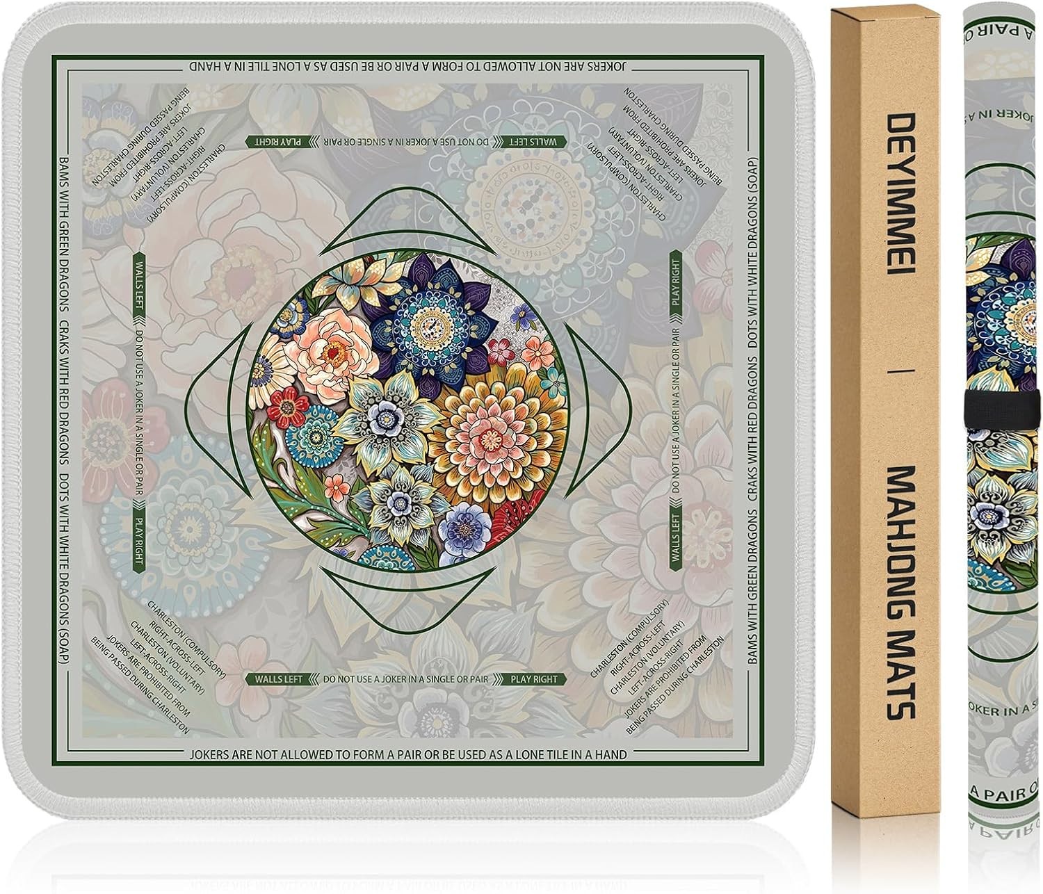 Neoprene Mahjong Mat for Table 31.5″x31.5″ – Non-Slip, Noise Reduction Cover wit