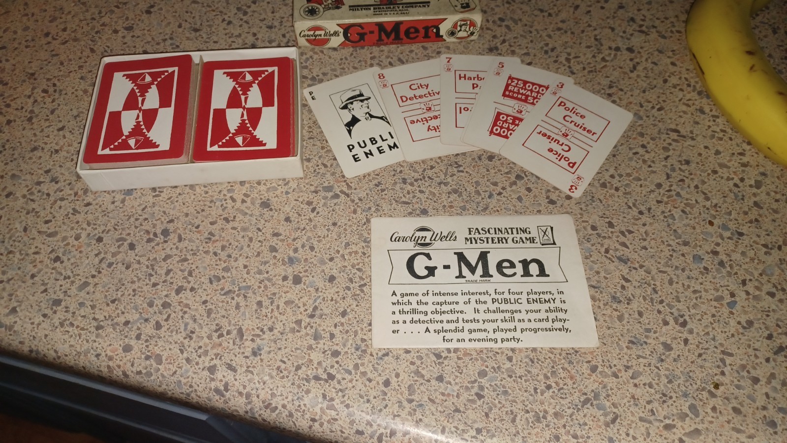 RARE Vintage Milton Bradley 1936 G-MEN Game COMPLETE W/ INSTRUCTIONS
