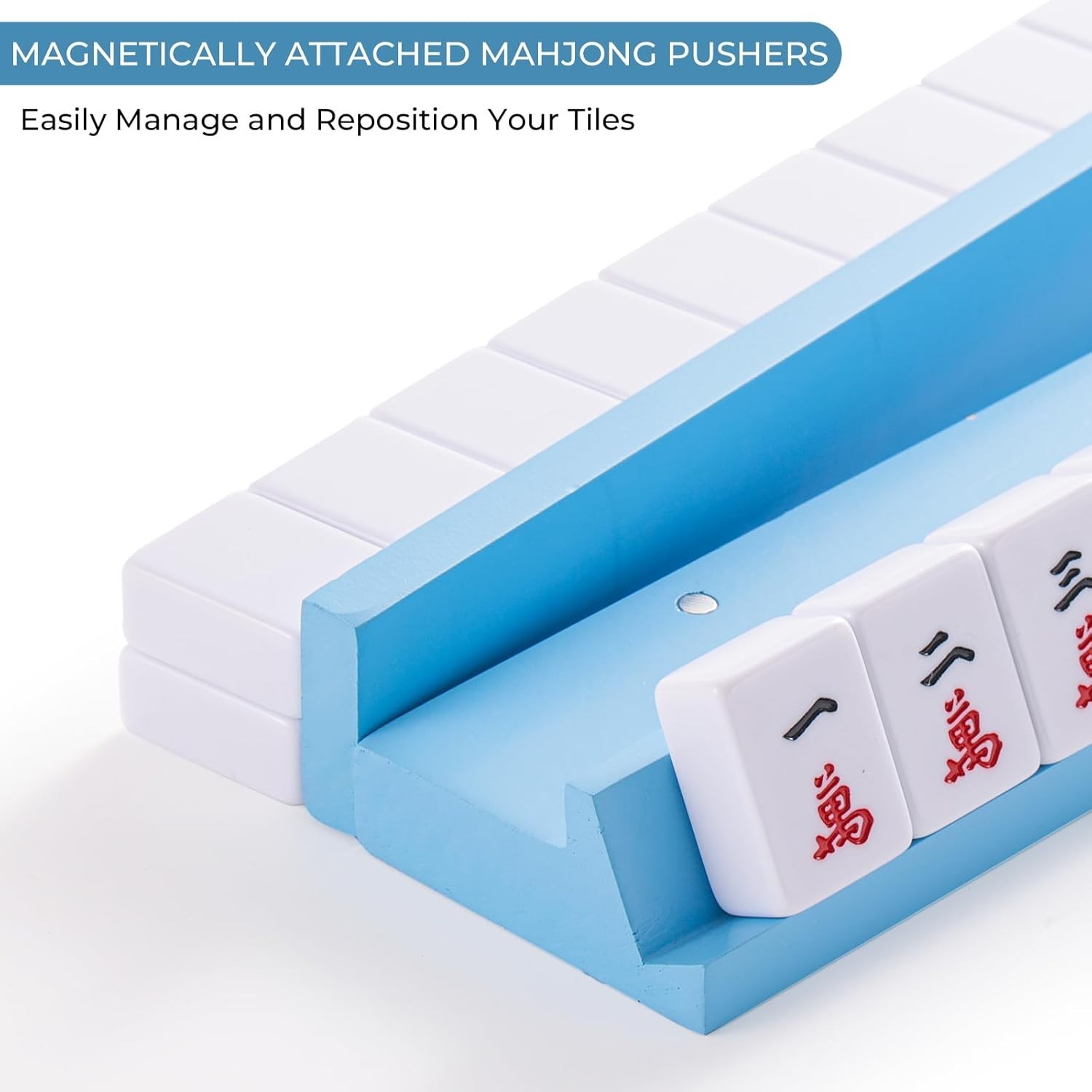4PCS Wooden Mahjong Racks with Magnetic Pushers, 17.4 in Natural Wood American M