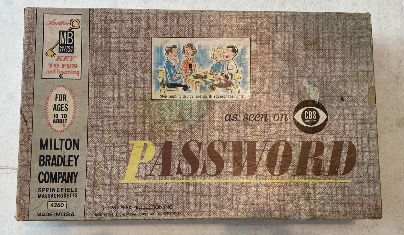 Vintage 1962 PASSWORD Game Milton Bradley #4260 Complete Peak Production
