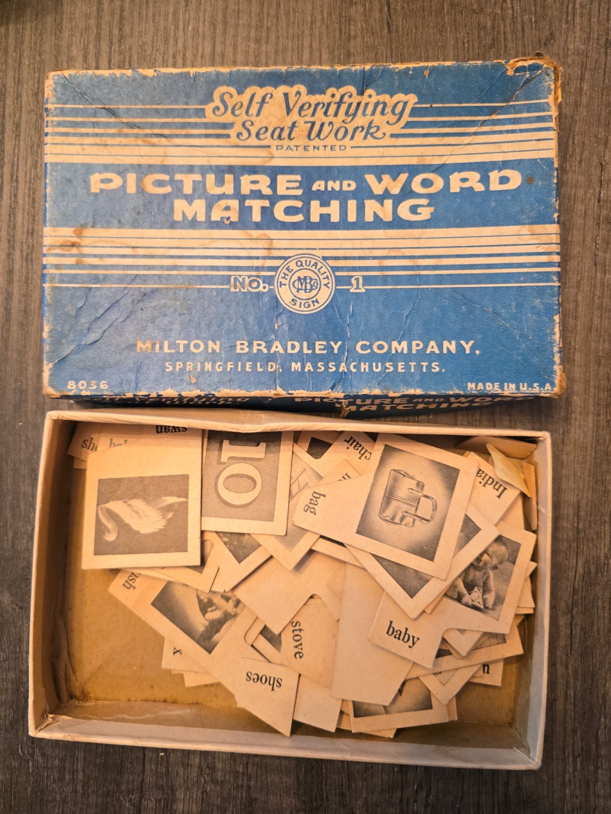 Picture and Word Matching Self Verifying Seat Work 8036 Milton Bradley Co. (YW)