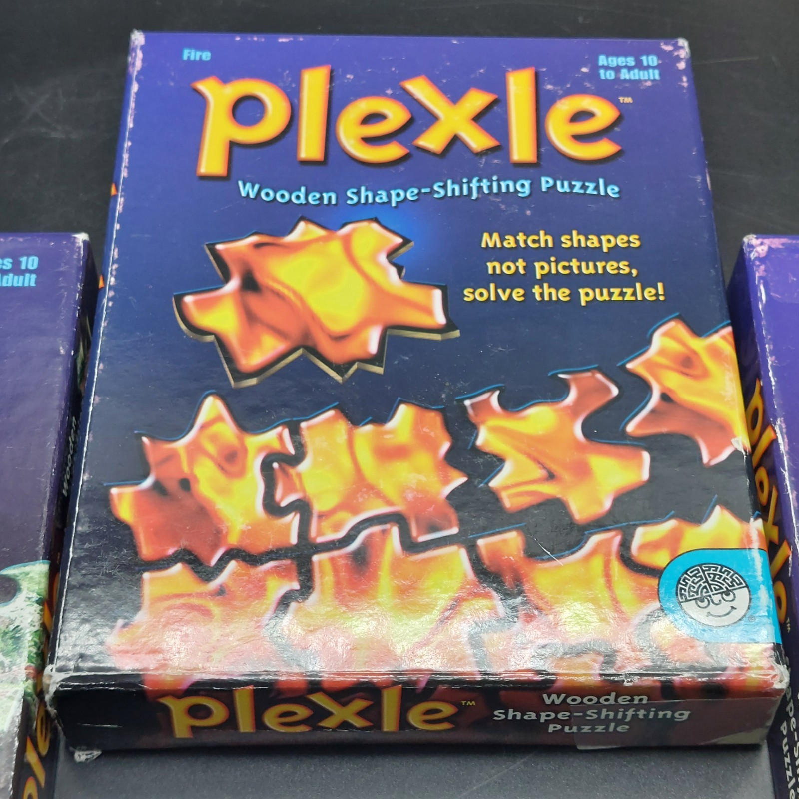Set Of 3 Plexle Wooden Shape-Shifting Puzzles 2008 MindWare Board Game Complete
