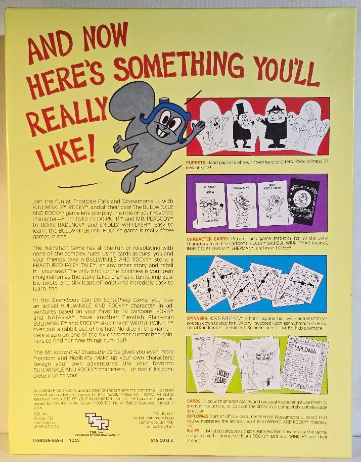 Bullwinkle and Rocky Role Playing Party Game RPG 1988 COMPLETE Unplayed MINT