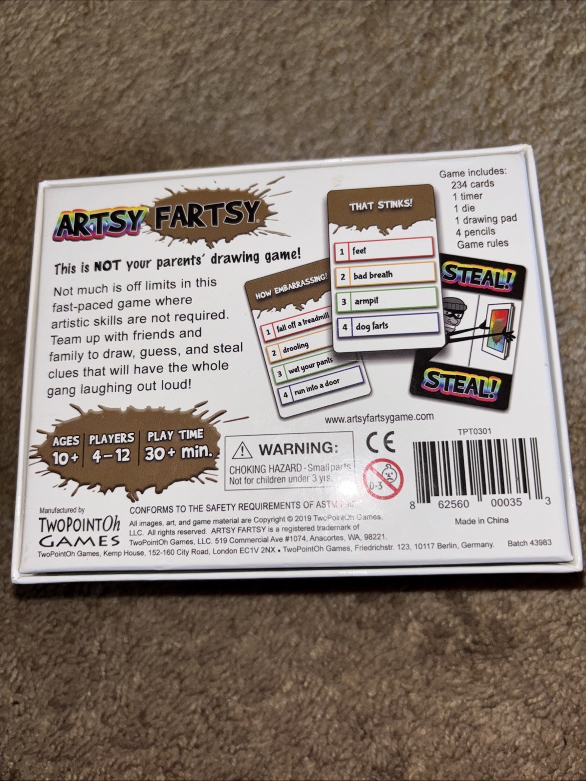 Artsy Fartsy Card and Drawing Game by TwoPointOh Games Ages 10+ 4-12 Players FUN