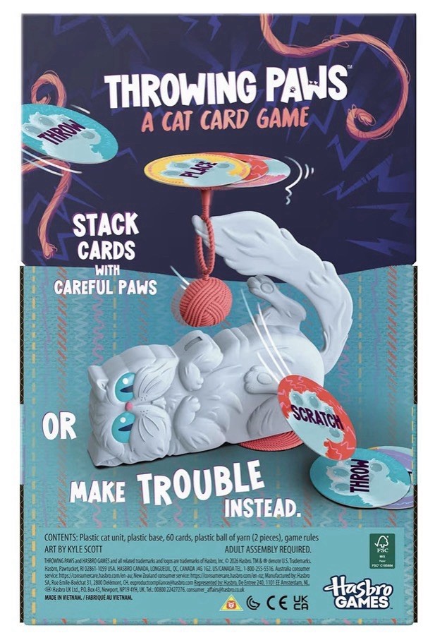 Hasbro Gaming Throwing Paws: A Cat Card Game Fun Skill and Action Card Games f