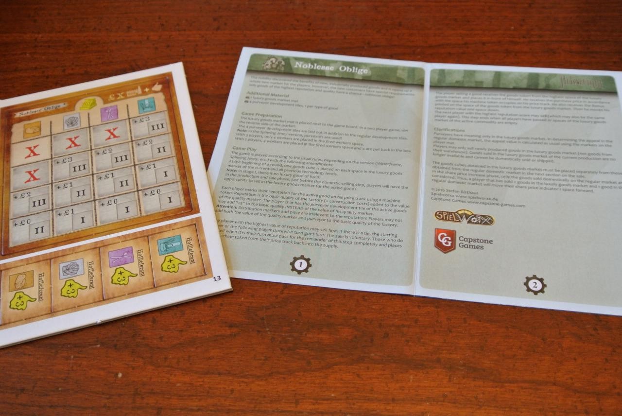 ARKWRIGHT NOBLESSE OBLIGE Board Game Expansion Promo BRETTSPIEL ADVENT CALENDAR