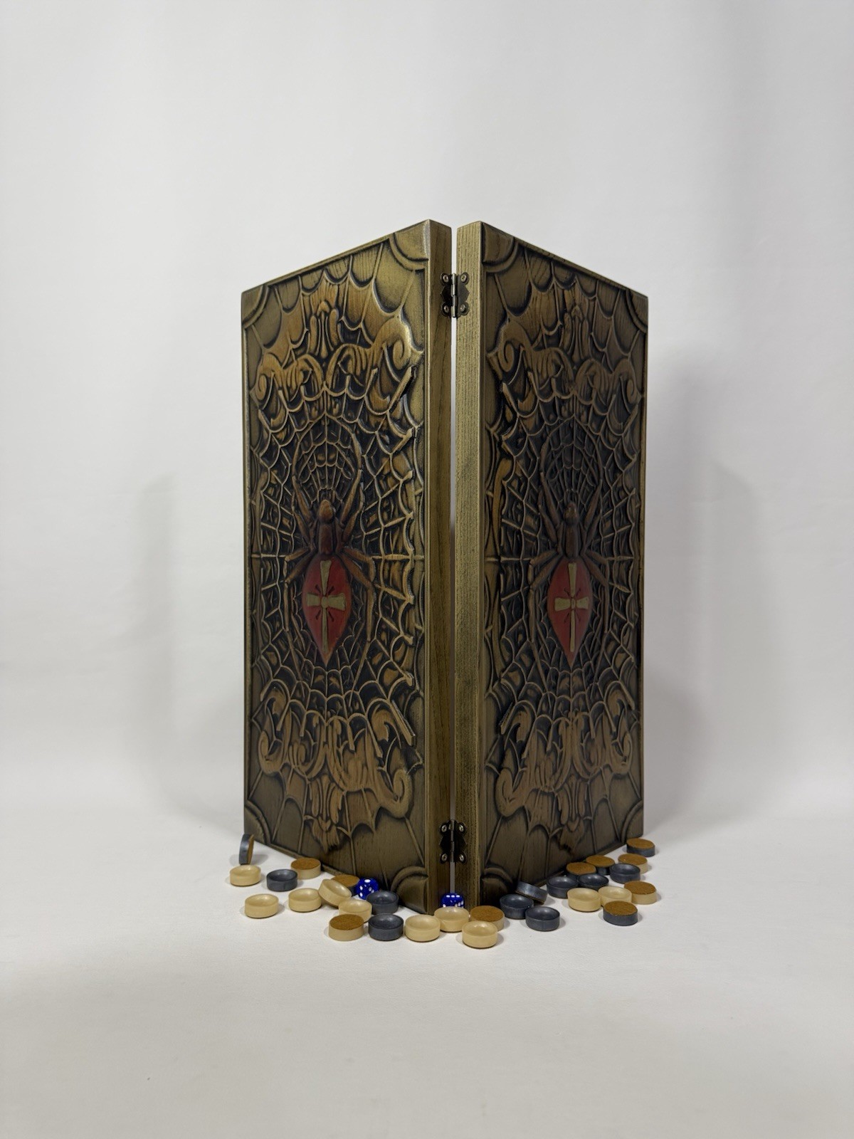 Handmade Spider Wooden Backgammon Set