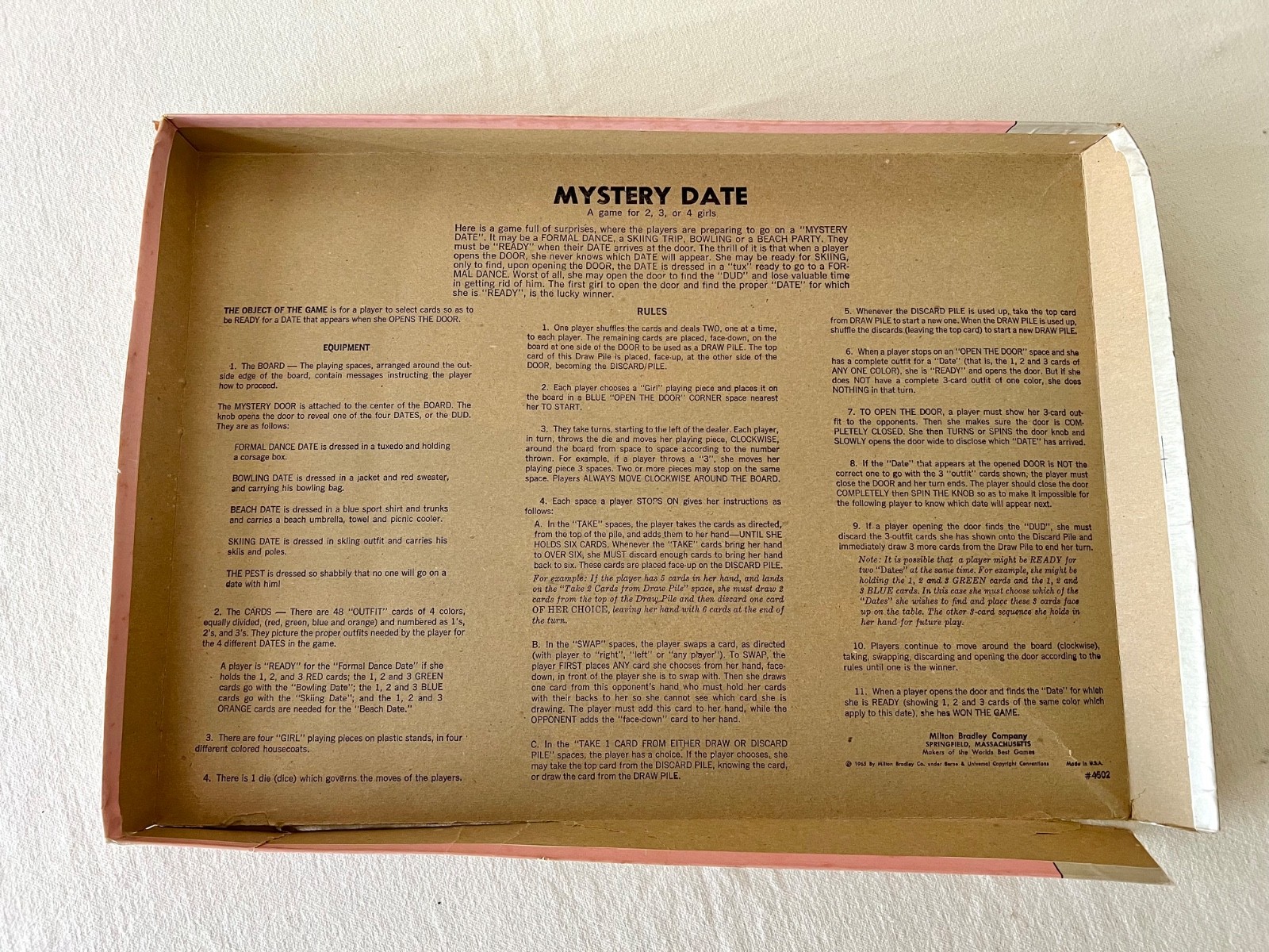 Vintage 1965 Mystery Date Game By Milton Bradley Complete Unused Cards W/Box