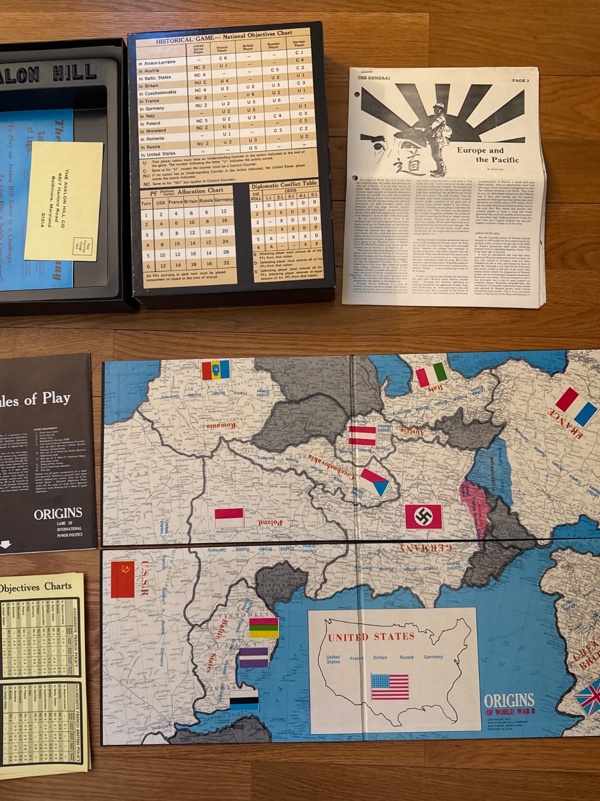 Avalon Hill Origins of World War II Game Punched, Complete Slipcase Ed.