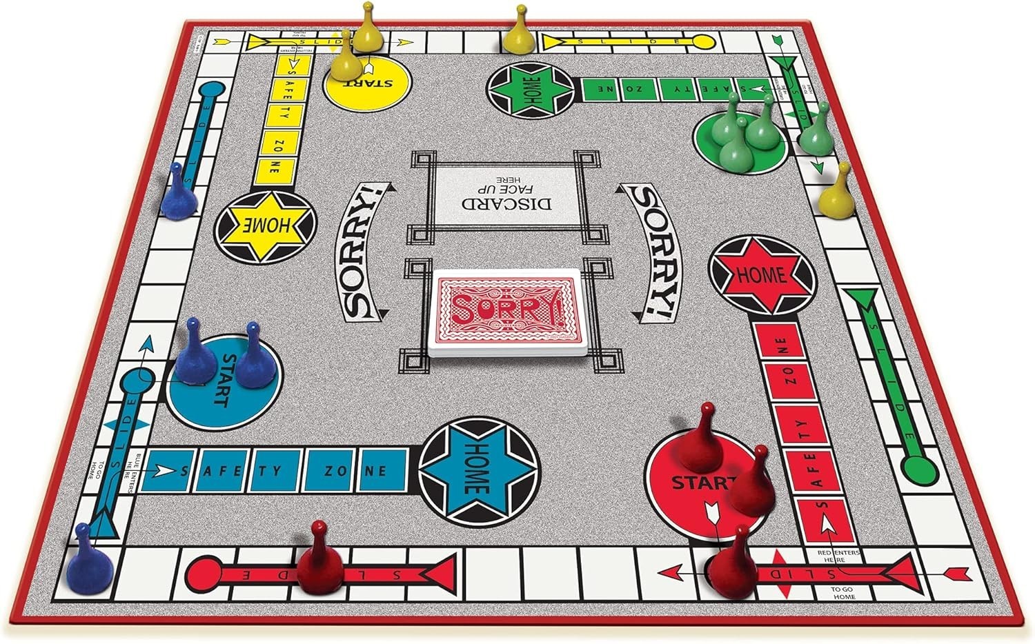Sorry! Classic Board Game with 16 Pawns & Illustrated Instructions – 10.5in