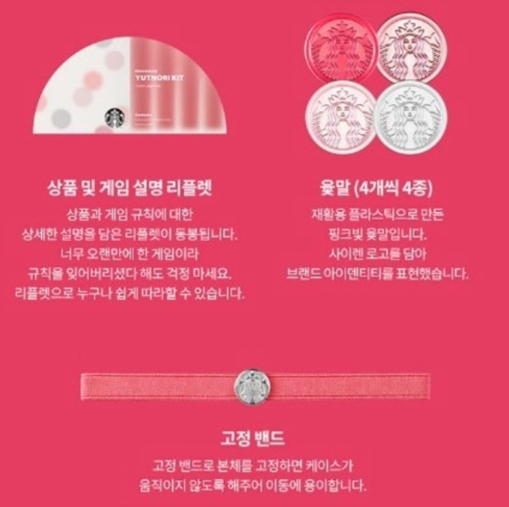 Starbucks Korea 2024 Lunar New Year Yutnori Kit Set Pink