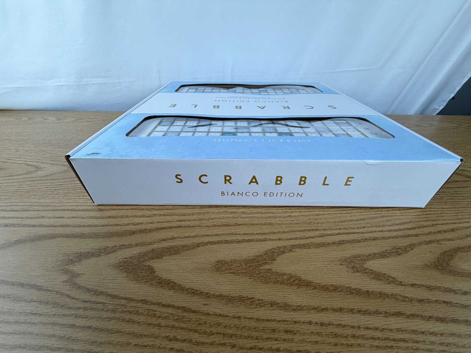Scrabble Bianco Edition WS Game Rotating Wooden Game Board OPEN BOX