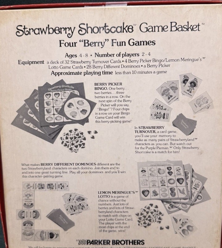 Vintage 1981 Strawberry Shortcake Game Basket 4 “Berry” Fun Games !!!!