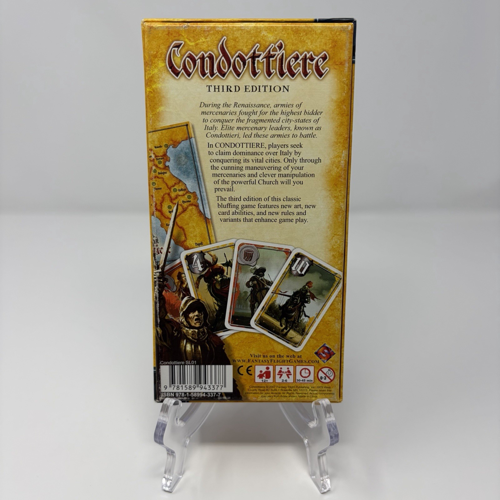 Condottiere Board Game Strategy Fantasy Flight FFG 2007 Third Edition Complete