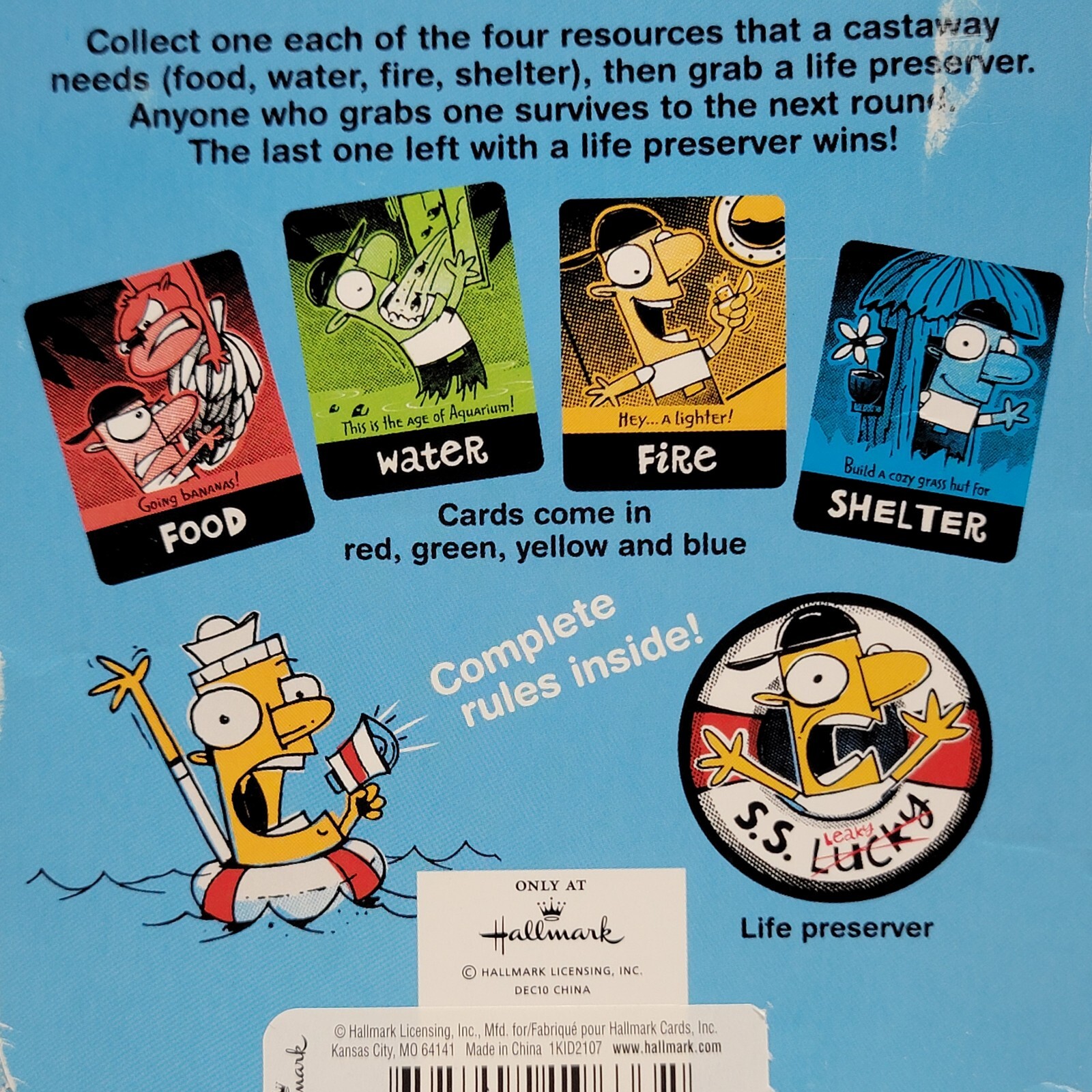Hallmark Sink Or Swim Game 3-6 Players Ages 6+ Play It Like Spoons