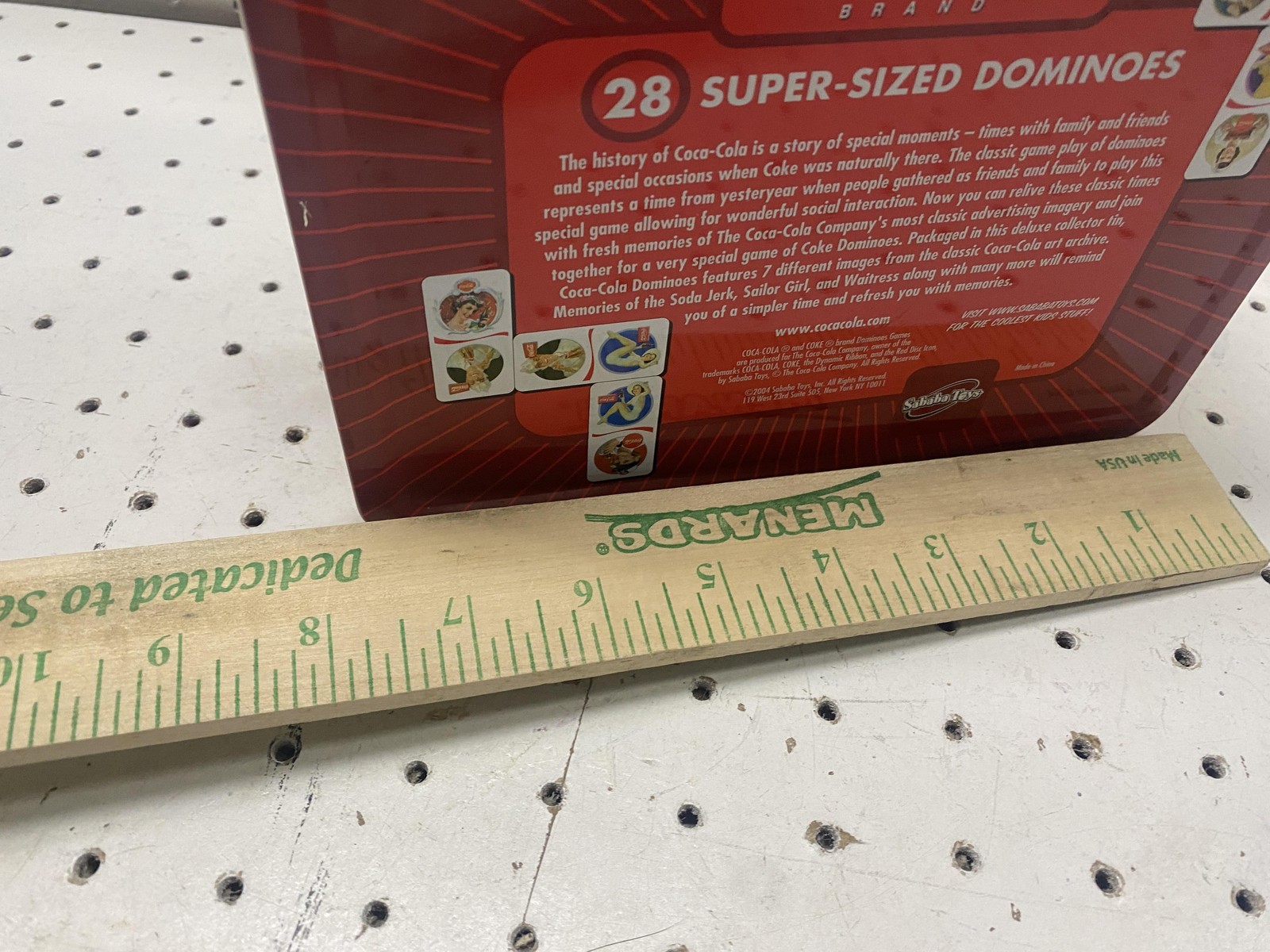 Vintage Coca-Cola 28 Super-Sized Dominoes Game Tin Complete Giant Tile Set Art