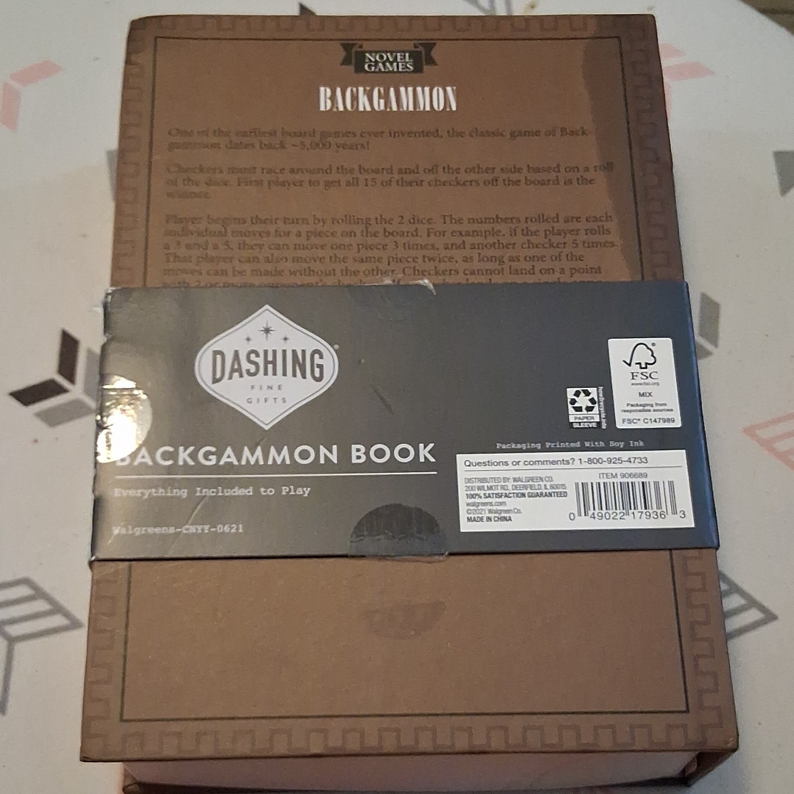 Dashing Fine Gifts Backgammon Booksized Game Set 2 Players 906689