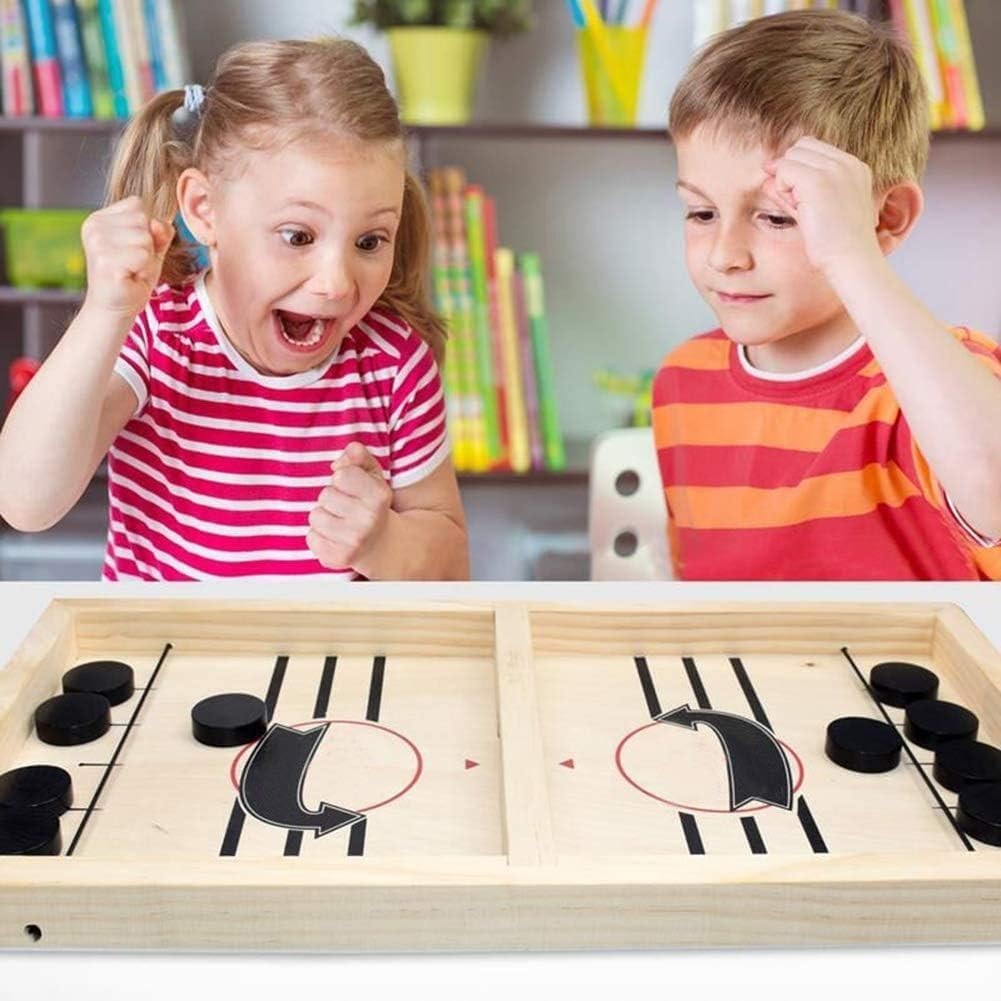 Fast Sling Puck Game Wooden Tabletop Hockey Board Game Family Party Desktop Toy