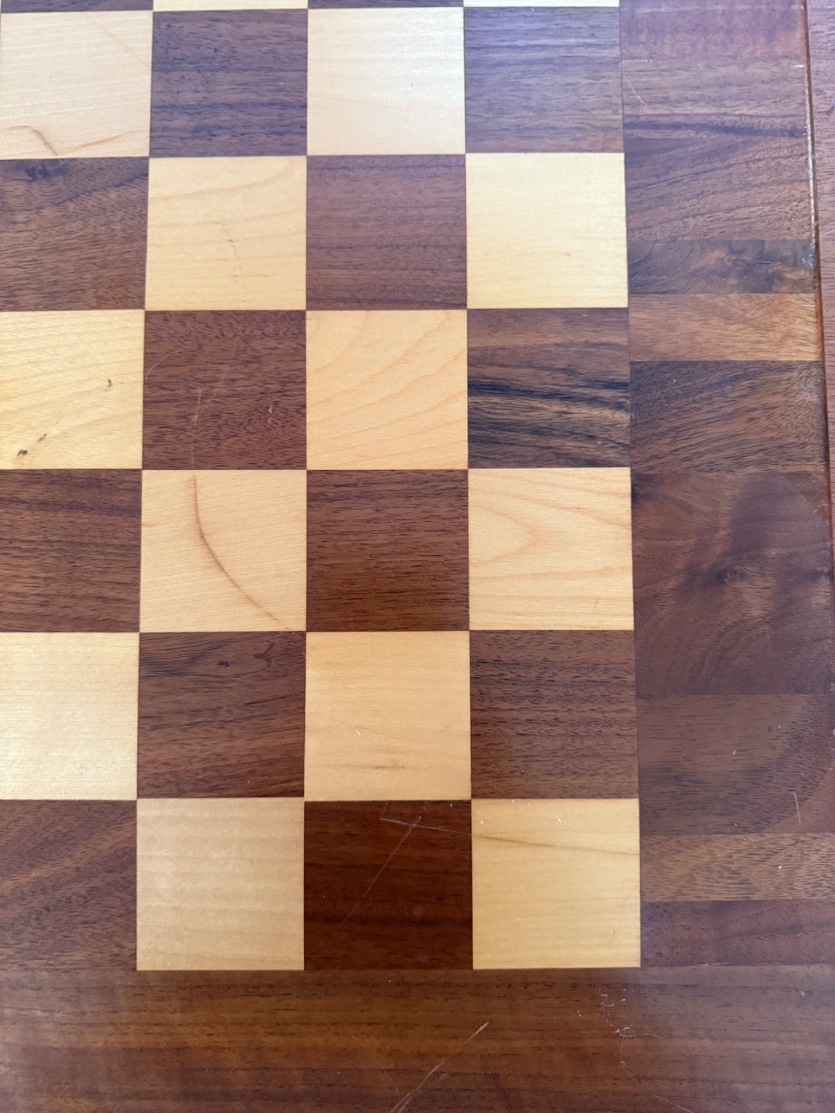 Drueke Chessboard, Walnut & Birch, Double Sided, 2″ Squares, 20×20