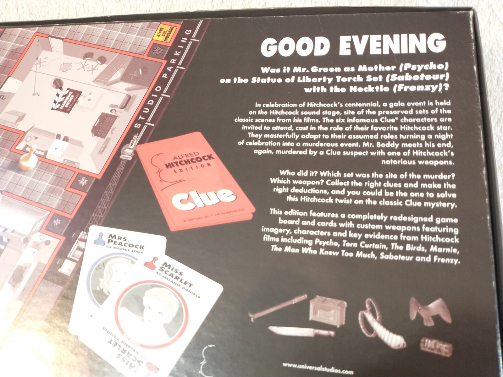 Clue Game Alfred Hitchcock Edition USAOPOLY 1999 USAoploy 100% Complete A21
