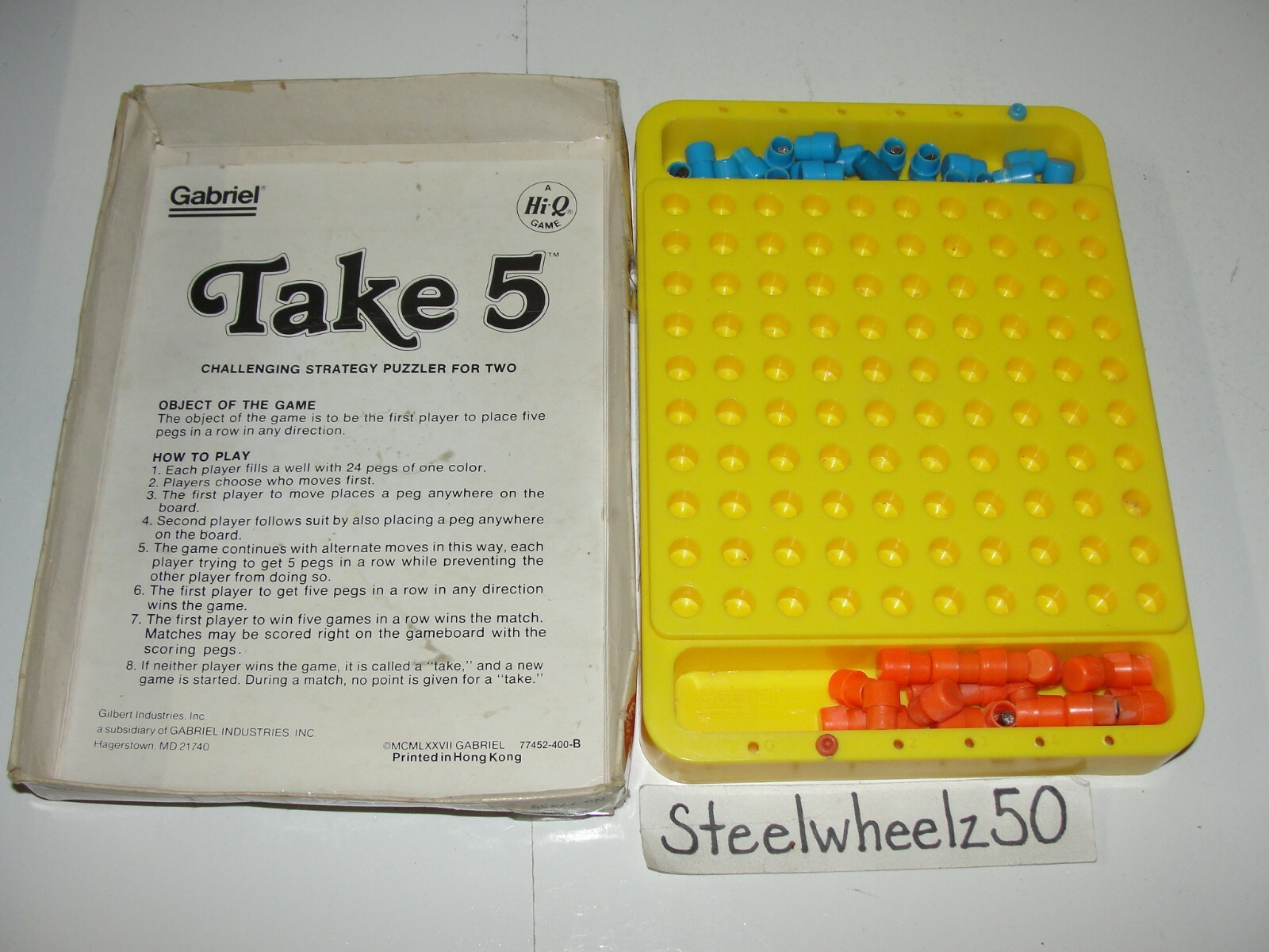 Vintage Take 5 Board Game W/ Box 1977 Gabriel Hi-Q 77452-010A Strategy Puzzler