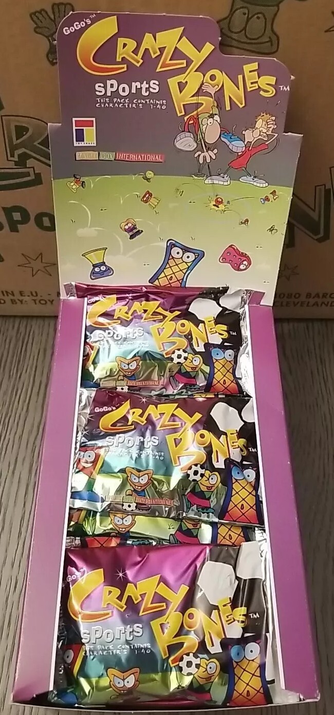 ☆ 36 SEALED PACKS GoGo’s CRAZY BONES “SPORTS” w/ DISPLAY BOX ☆ RARE FIND ☆