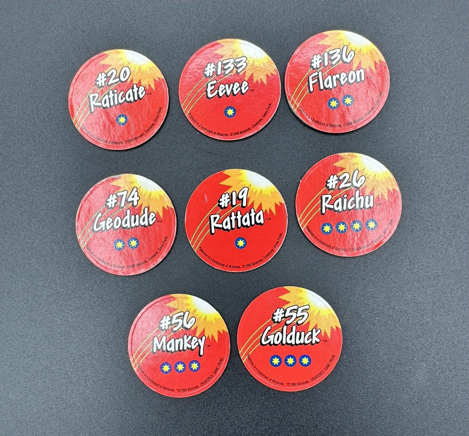 Set of 8 Pogs Pokémon ~ 1998 & 1999
