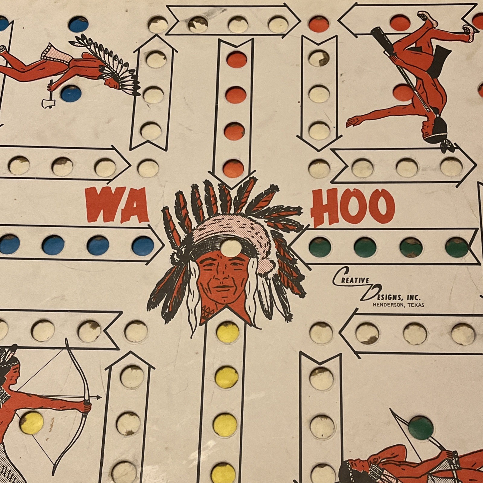 2 Vintage Creative Ideas Designs Inc. WA HOO Marble Checker Game, Texas Made