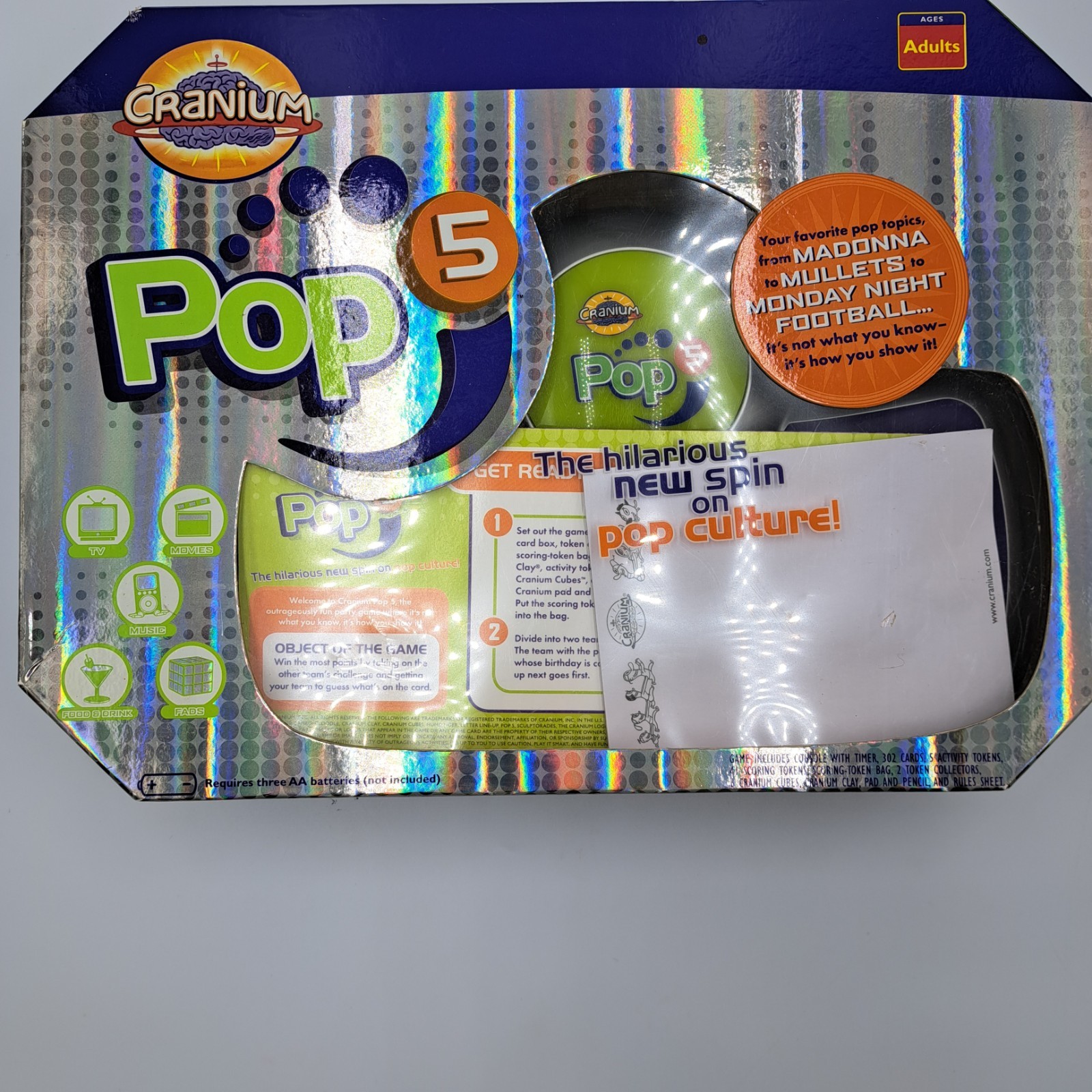 Cranium Pop 5 Adult Pop Culture Console Trivia Game Complete ( No Clay) 2006