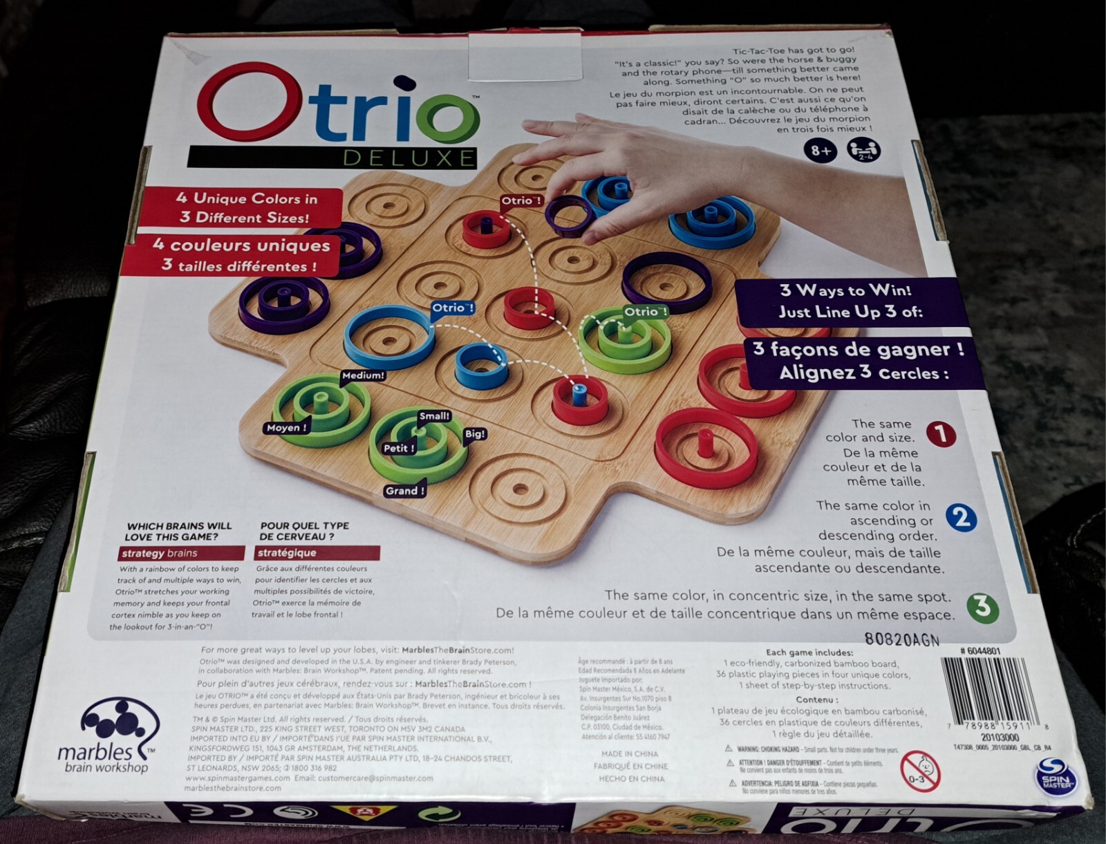 Otrio Deluxe – Strategy Game Wood Board by Marbles Brain Workshop COMPLETE