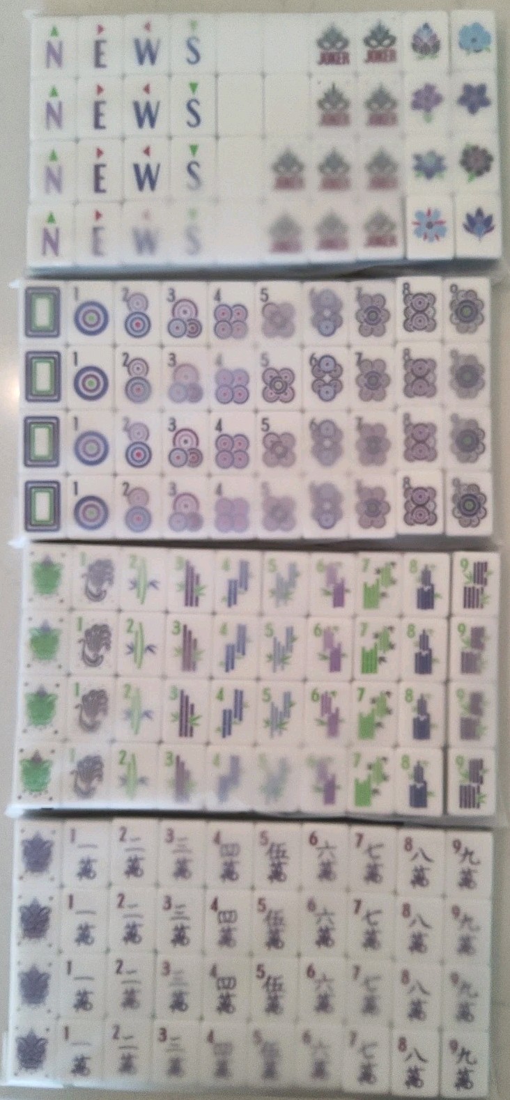 American Mahjong 4 Layer Tiles- Set Of 160 With Mat And Card Readers
