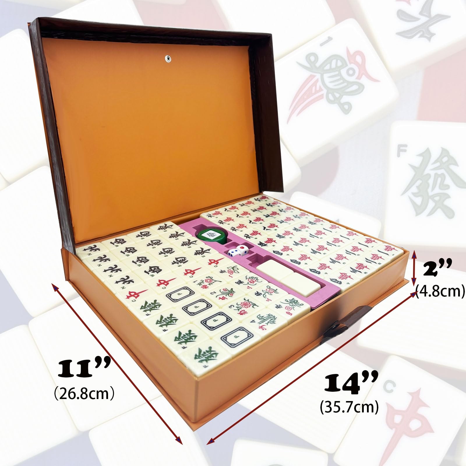 Mahjong Set 1.5” 146 Tiles Arabic Numerals 2 Dice Wind Indicator Carrying Case