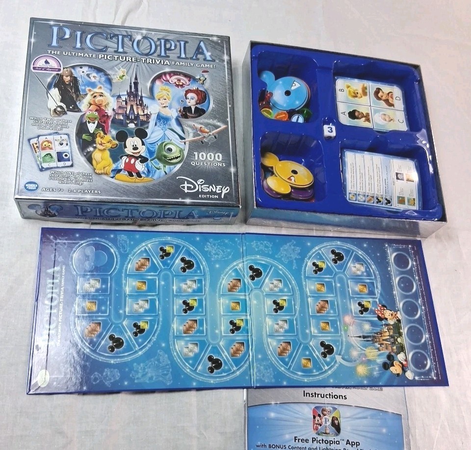 PICTOPIA Disney Edition Picture Trivia Betting Bluffing Family Board Game
