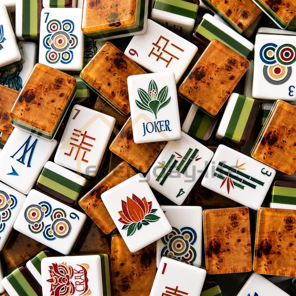 160Pcs American Mahjong Set 4-Layer Wood Grain Acrylic Tiles w/ Jokers Free Ship