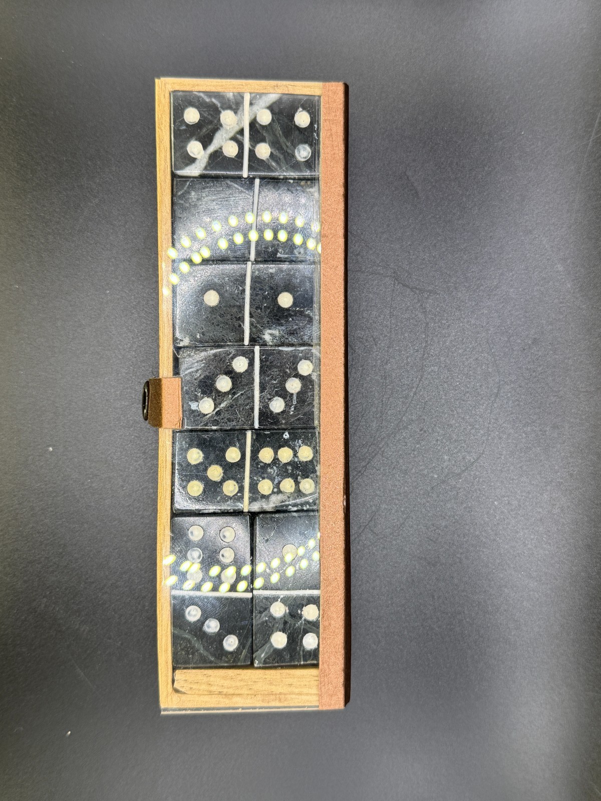 29pc Domino Set Polished Black & White Marble + Case Pakistan Never Used NEW