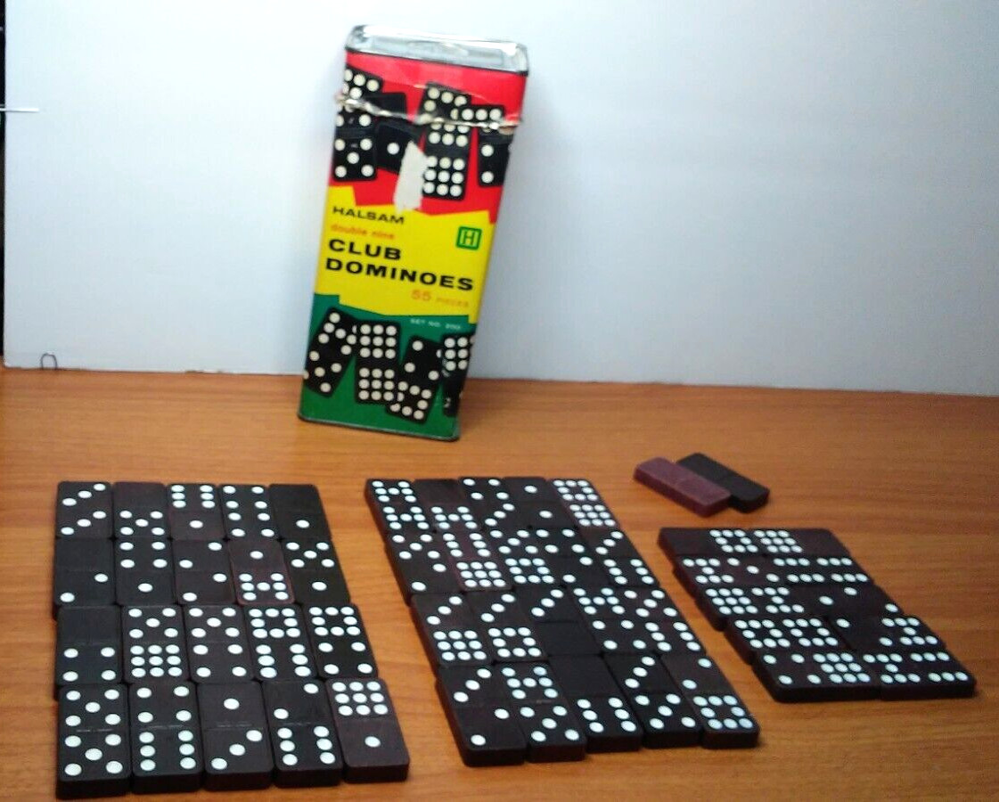 Halsam Double Nine Club Dominoes Game Set No. 200 Vintage 1970s Playskool USA