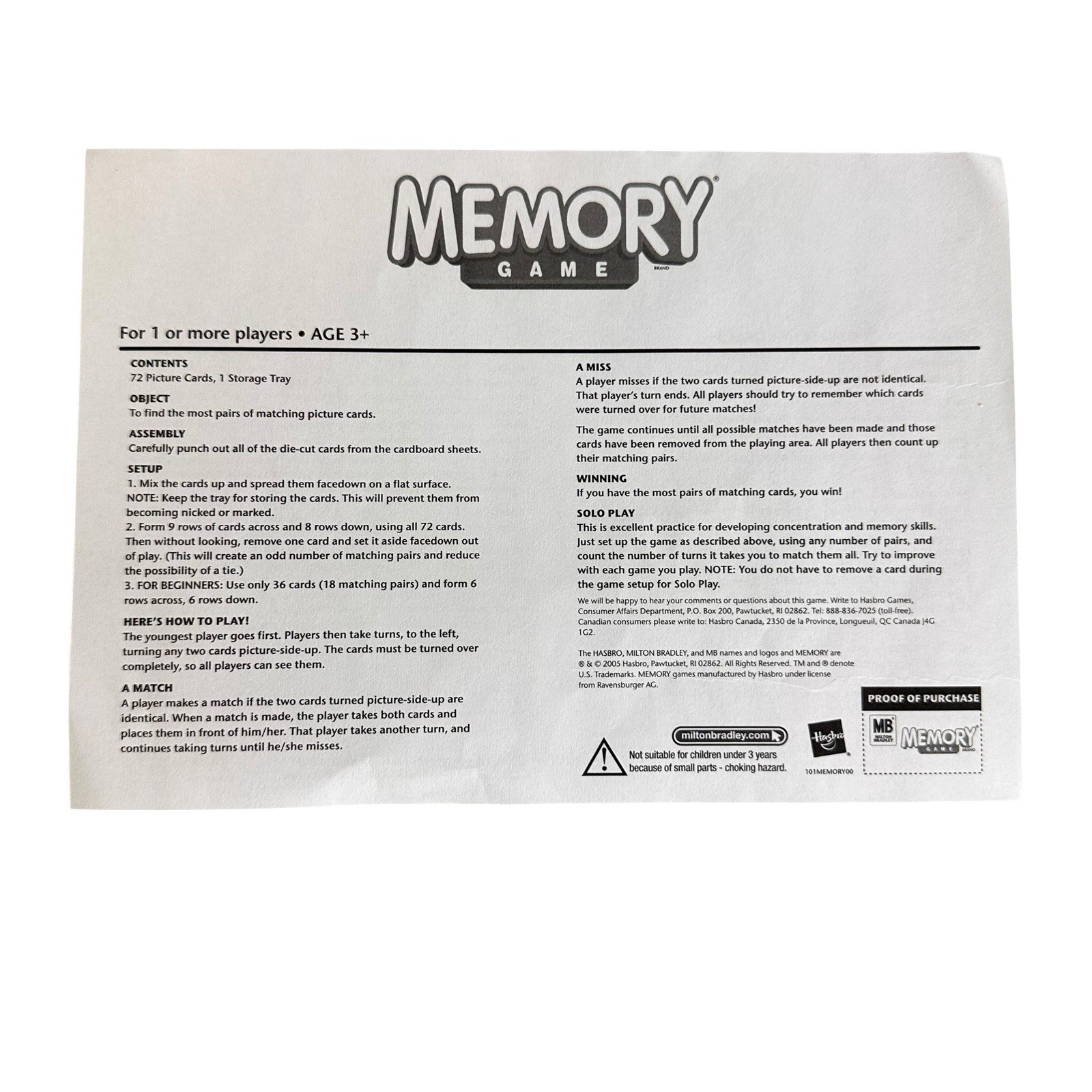 Toy Story 3 Memory Game Complete Ages 3+ 15min Game Preschool 1-5 Players