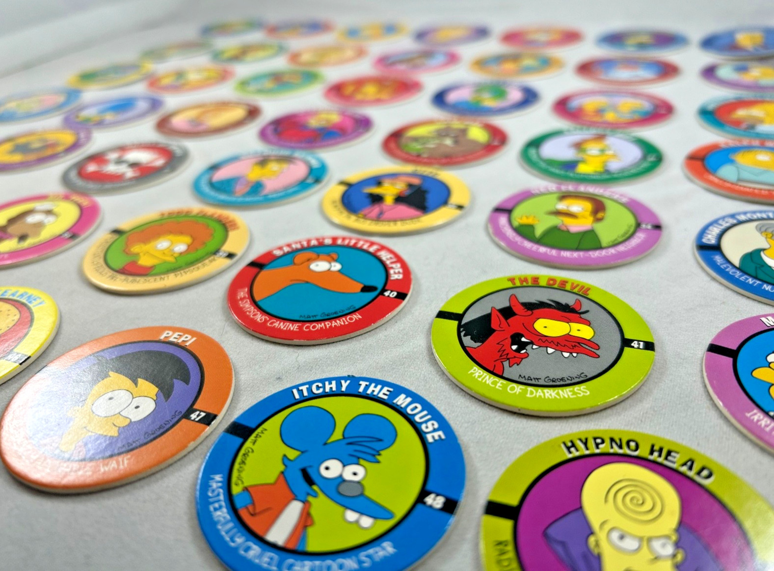 The Simpsons POGS 1994 SkyCaps Bongo Complete 50 Character Set NEAR MINT