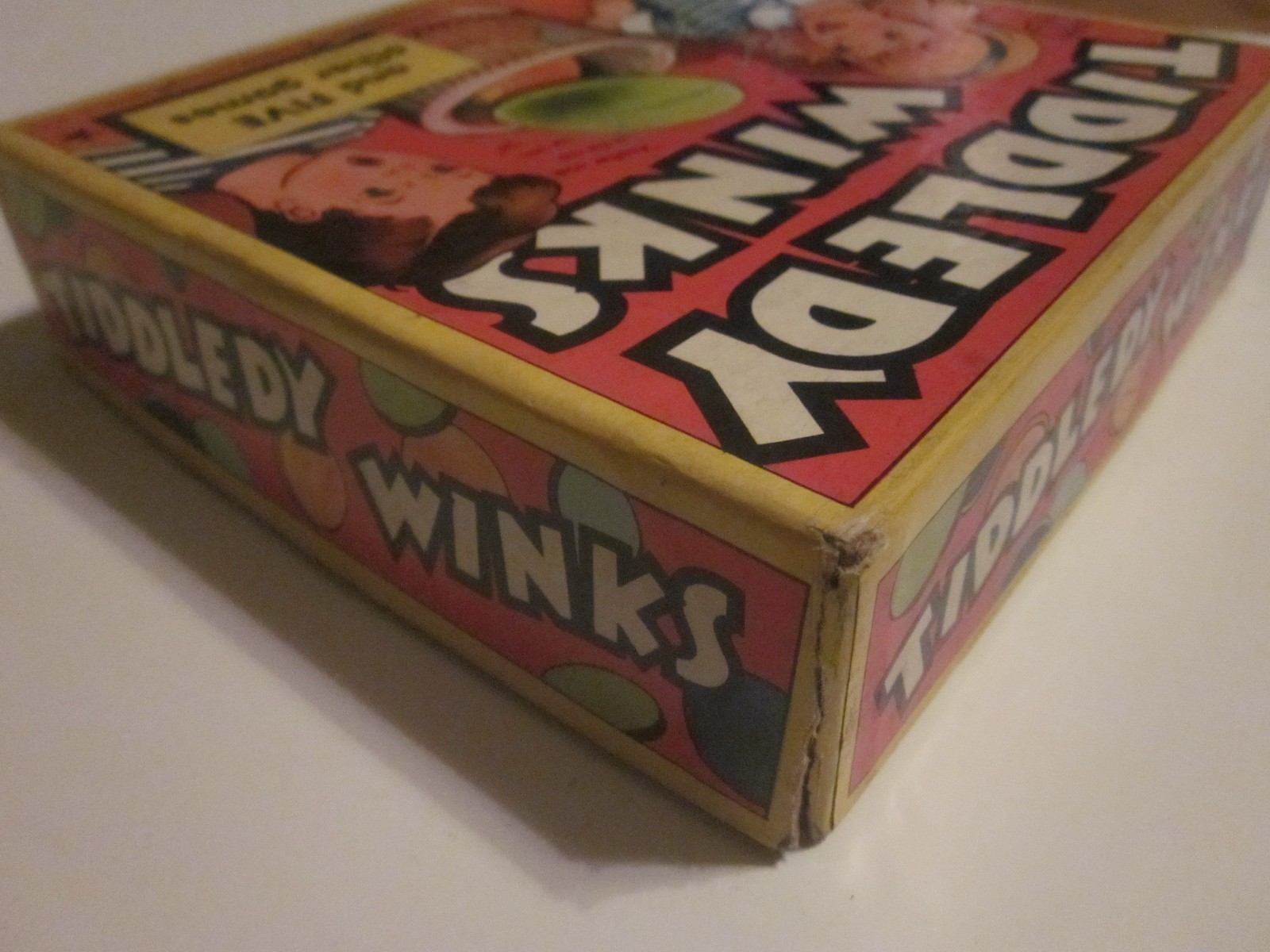 Vintage 1939 Transogram Tiddledy Winks Game w/Colorful Box model 3317 Gold Medal