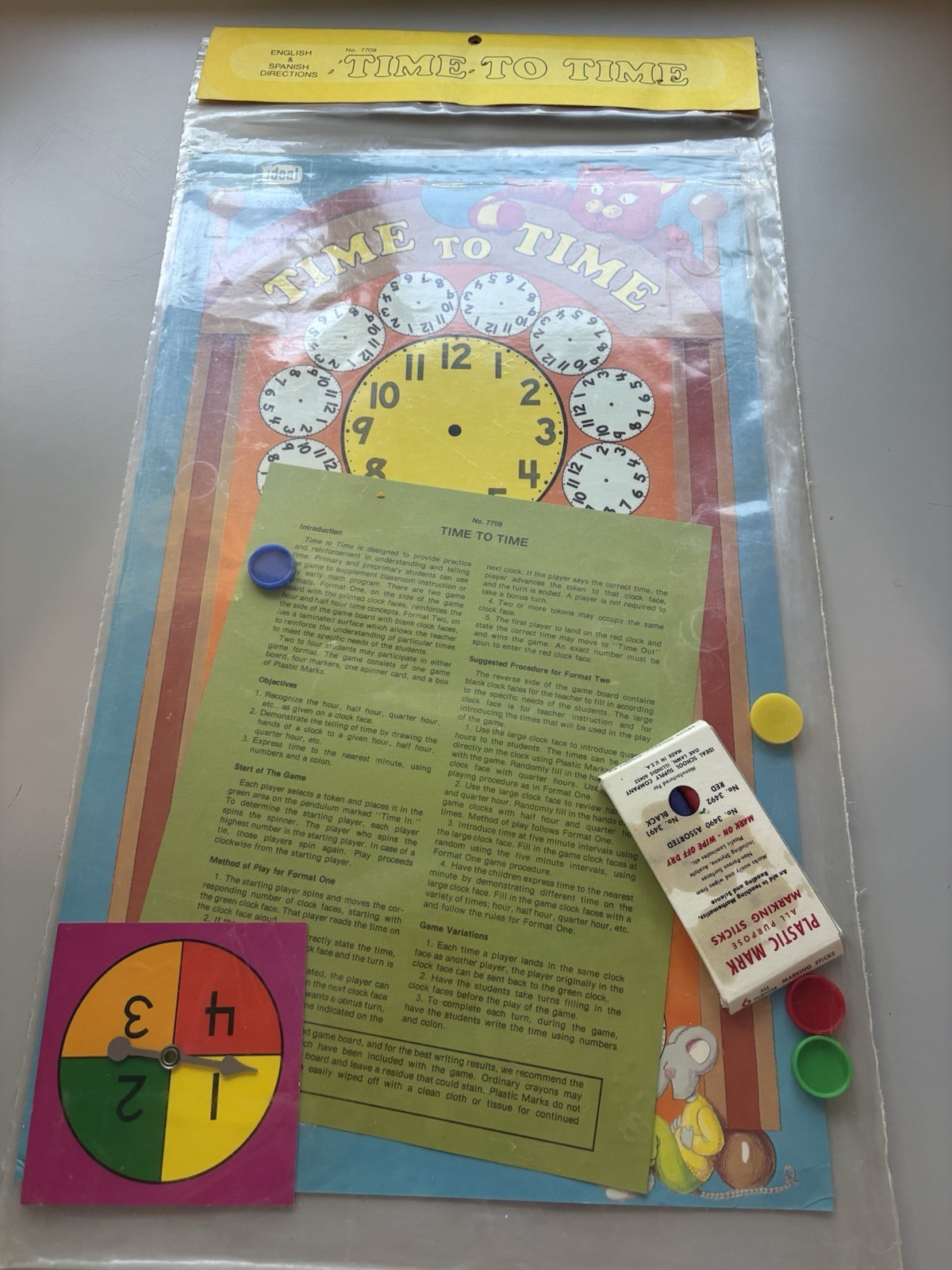 VTG 1977 Educational Game board Clock Classroom School Students Nostalgic READ