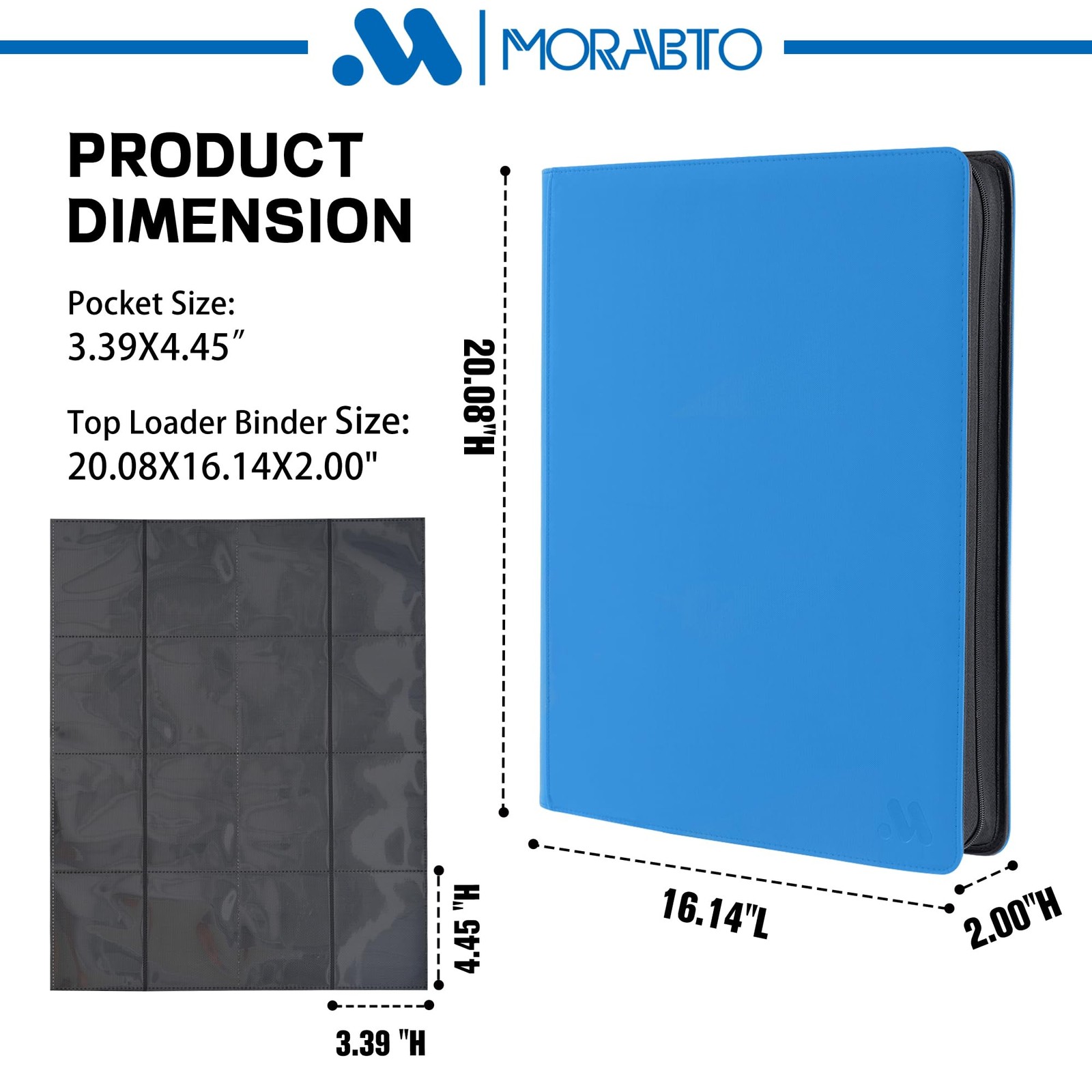 Toploader Binder, Holds 640 Top Loaders,16 16 Pocket 640, Light Blue