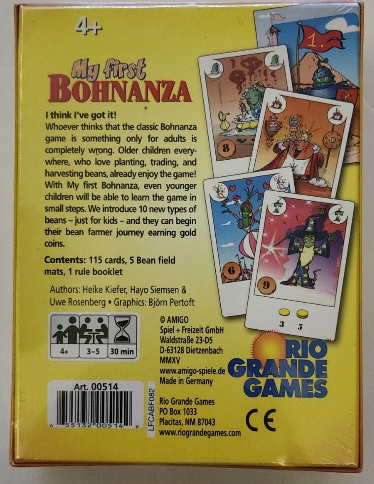 My First Bohnanza Game Rio Grande Games. Brand New
