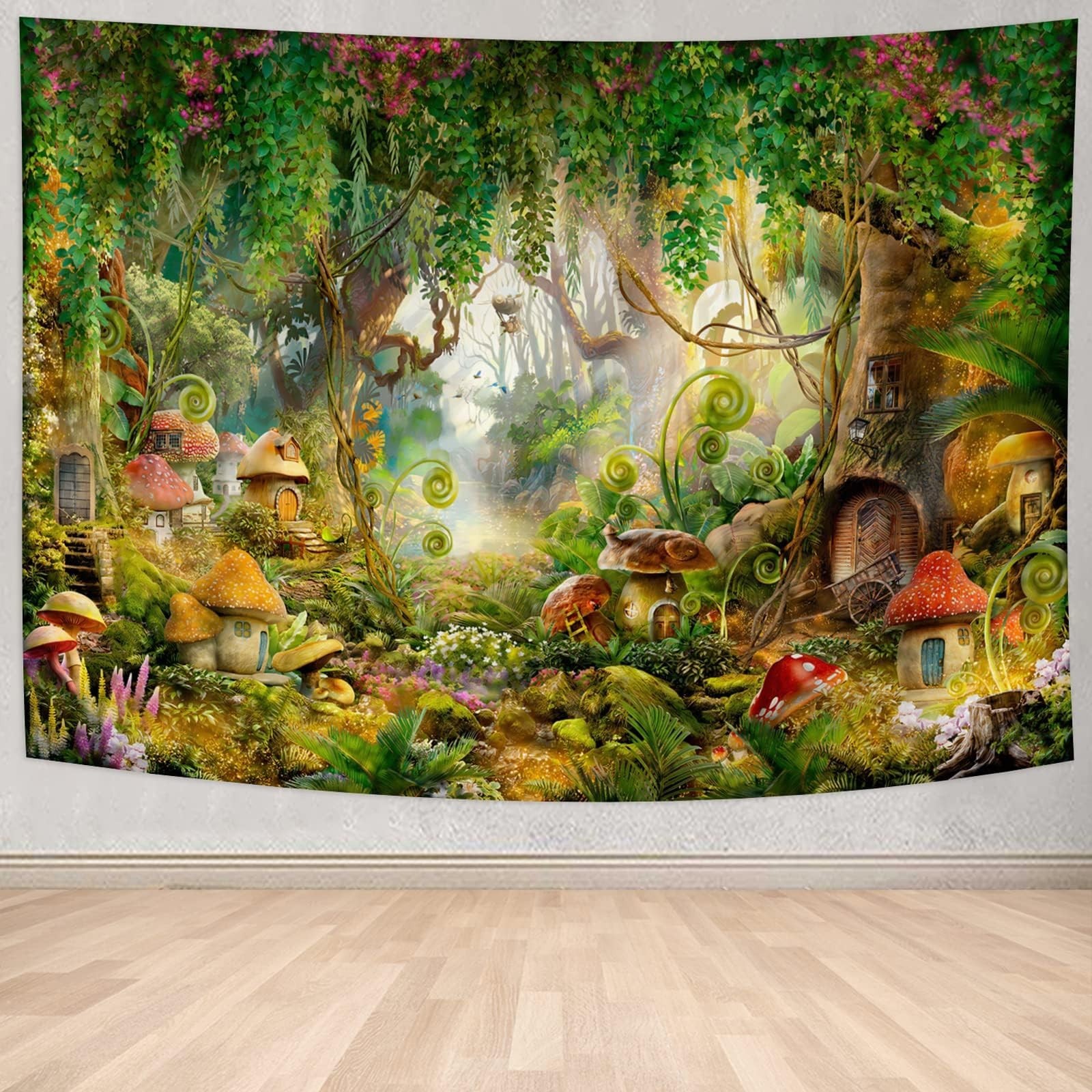 Fantasy Forest Tapestry Enchanted Mushroom Magical Tapestry Fairytale Wonderl…
